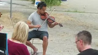 Irish folk music on Spanish Bank in Vancouver BC