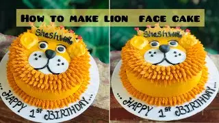 How to make 🦁lion face Butter icing cake | birthday cake | simple design