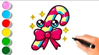 🎄 HOW TO DRAW A CUTE CANDY CANE! 🍬 EASY Step by Step Kawaii Drawing Tutorial
