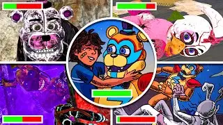 FNAF Security Breach - All ENDINGS and FINAL Boss in BRIGHT Mode With HEALTHBARS