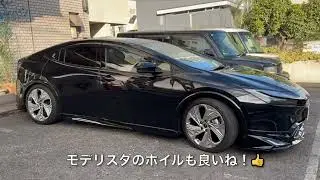 新型６０プリウス Zグレード フルモデリスタ オシャレにローダウン🤭（お勧めのカーボン調パネルの紹介）🤭２年乗って来たオーナーさんに、お話を聞いてみました。🤭