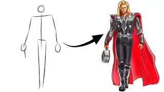 How To Draw Thor From a Stick Man | Easy Step by Step