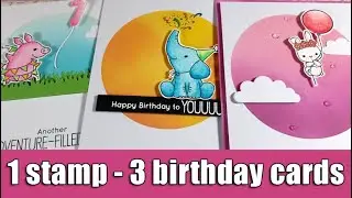 1 stamp - 3 birthday cards | Arteza watercolor pencils