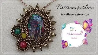 Cabochon dipinto a mano + Fake Soutache - COLLABORAZIONE con Kia DolceFantasia Handmade