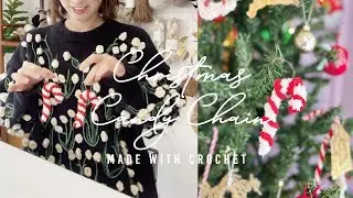 Christmas Prep at Art Class & Easy Crocheted Candy Chain 🎄 | DIY Holiday Decoration かぎ針で編むキャンディチェーン