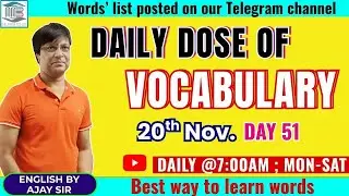 📚 DAILY DOSE OF VOCABULARY 📚 | DAY 51|English By Ajay Sir {सीधी बात No Bakwas} #bank #ssc #vocab
