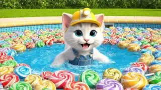 Cute Kitten Swims in a Candy Pool | Sweet Adventure Animation