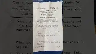 BEDSV-101 || Value education #questionpaper #december2024