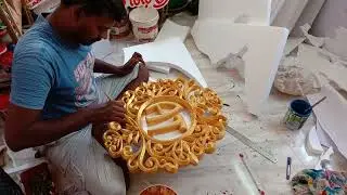Thermocol carving designs for wedding decorations with Gold paint.