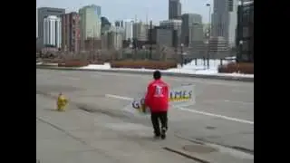 Denver Aarrow Sign Spinner for Good Times by the Pepsi Center