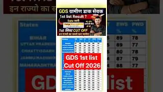 GDS 1st list Cut Off 2026 l GDS New Vacancy 2026 l GDS 1st list Result 2026