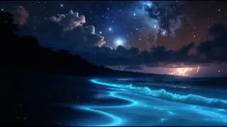 3 Hours of Bioluminescent Ocean Waves: Relaxing Shore Sounds and Stunning Visuals