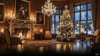 🎄Cozy Christmas in a Grand British Country Manor House Crackling Fireplace 4K ASMR Ambience Relax 🎄