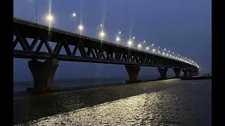 Crossing the Padma Bridge at night