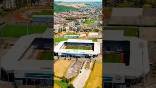 Vertical video. Nancy, France. Stadium Marcel Picot. AS Nancy-Lorraine - Football Club. Summer, S...