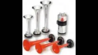 Tromba bitonale effetto Polizia Francese 2 cornetti rossi compressore e accessori 12v