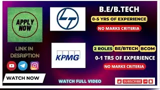 L&T | KMPG | BE/BTECH/BCOM | 2022 | FRESHERS OFF CAMPUS HIRING #applynow