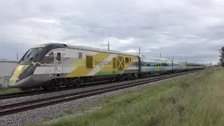 FLY ASH gondolas on FEC 101-18 - Brightline BLF703 [MIXER] - 6/18/23 - Milepost 303