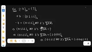 Lecture 38 - ऋणात्मक संख्याओं का 2's पूरक निरूपण (Representation of signed number)