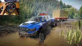 Transporting an Trailer | Dodge Ram 3500 Mega 6 Door | SnowRunner | Logitech g29 gameplay