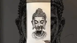 I love freehand scribbles✒️ What or who is next? #drawing #scribbleart #buddha #buddhism #pendrawing