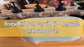 Review Mini Trash Can with Lid - Removable Small Garbage Can, Tiny Plastic Trash Bin, Pop Up Counter