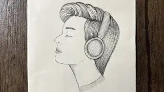 how to draw a boy with headphones | easy pencil drawing ideas for beginners | beautiful sketch