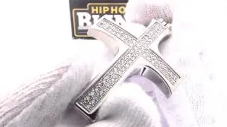 Mini Convex Cross Micro Pave Hand Set Simulated Diamonds