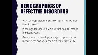 Drugs and Behavior: Mood Disorders and Treatments Part 1