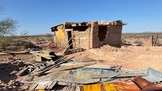 Abandoned old ranch house in Yuma, Arizona with old bunker