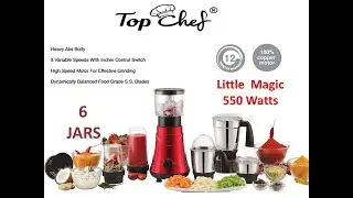 Top Chef Little Magic 550 watts mixer grinder with 100% pure copper heavy duty motor