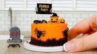 Необычная Идея Украшения Миниатюрного Торта на Хеллоуин! 🎃 Страшно Вкусный Мини Торт 👻 Мини Кухня