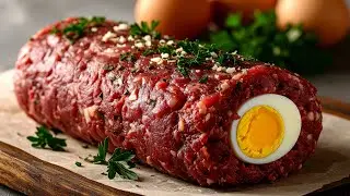 Dieser Hackbraten mit Ei & Käse ist unfassbar saftig! Das zarteste Fleisch aller Zeiten!