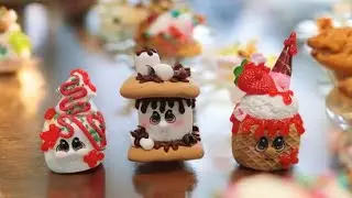 S'more / ice cream/ Christmas tree cake air dry foam clay Marshmallow cuties tutorial!