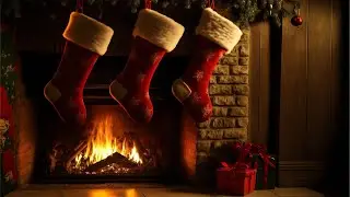Cozy Christmas Fireplace Ambience | Stockings, Crackling Fire & Warm Holiday Atmosphere