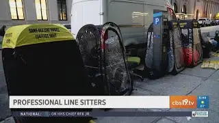 Professional line sitters get paid to wait in lines