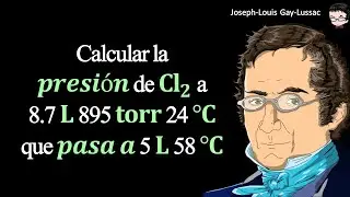 Calcular la 𝒑𝒓𝒆𝒔𝒊&oacute;𝒏 de 𝐂𝐥𝟐 a 8.7 𝐋 895 𝐭𝐨𝐫𝐫 24 &deg;𝐂 que 𝒑𝒂𝒔𝒂 𝒂 5 𝐋 58 &deg;𝐂