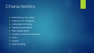 Characteristics of Entrepreneurs
