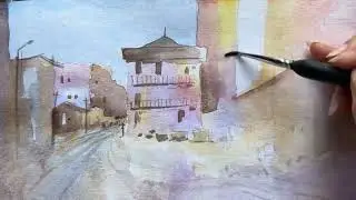 Complete Urban Landscape Painting | Watercolor + Pencil + Pen Detailing #watercolorlandscape #ytart