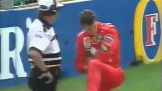Australian GP 1997 - Schumacher waiting for return to the pits after qualifying.
