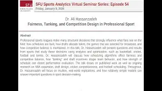 SFU SAG seminar: Fairness, Tanking, and Competition Design in Professional Sport