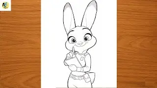 How to Draw Cute Bunny Police Officer | Judy Hopps Drawing | Easy Cartoon Art