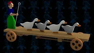 408  Lady and Her Flock Pulling Wooden Toy 3D Model