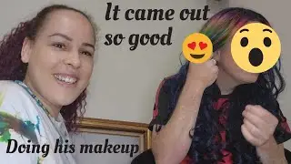 He let me do his make up!! why was it better than mine? lol