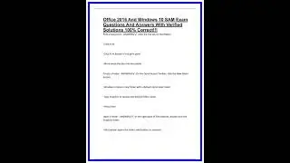 Office 2016 And Windows 10 SAM Exam Questions And Answers With Verified Solutions 100 Correct 636x88