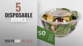 Best Disposable Bowls [2018]: Salad Bowls to go with Lids (50 Pack) - Clear Plastic Disposable Salad