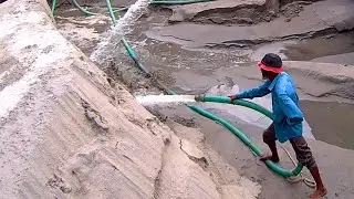 The Incredible Hydraulic Technique for Unloading a Sand Barge | Sand Flow Chronicles