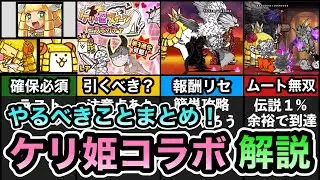 【やるべきことまとめ】 ケリ姫コラボが復刻！ コラボガチャでチビガウ入手のラストチャンス！？ ネコ道場 ランキングの間 襲来！ケリ姫軍団 でムート無双！ ケリ姫スイーツコラボ解説！ 【にゃんこ大戦争】