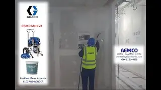 GRACO Mark VII spraying Rockfon Mono Acoustic ELEGAND RENDER   #aemco #gracopaintsprayers
