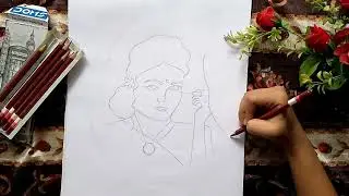 A simple bengali girl drawing outline #asthetic #mirror #girldrawing #drawing